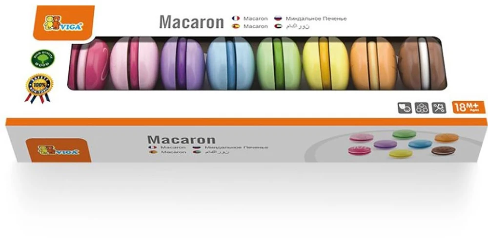 Viga Toys Medinis Rinkinys Macaronų 8 Vnt. Spalvoti