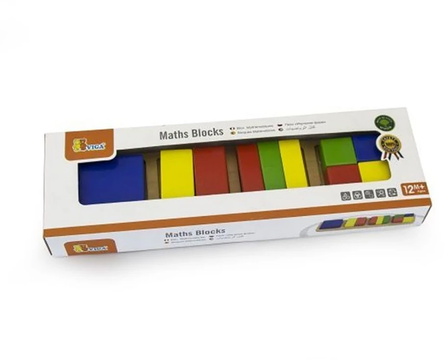 Medinė galvosūkio viga matematiniai blokai yra 11 elementų frakcijos
