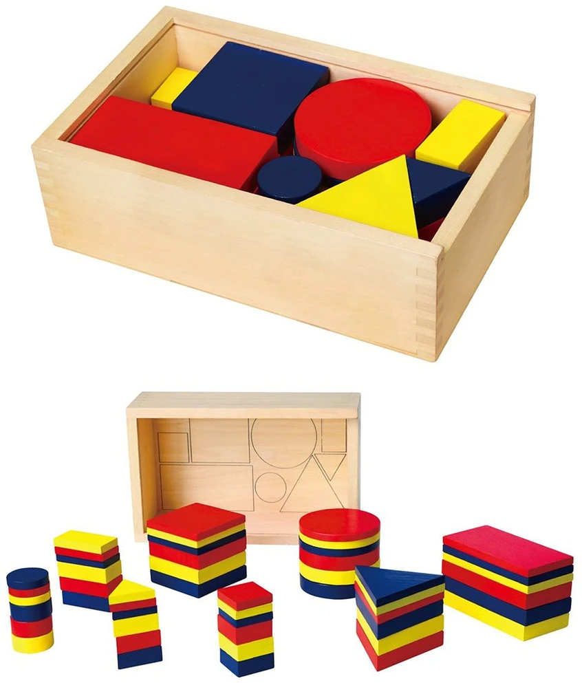 Dienes mediniai blokai Geometrinės figūros Viga žaislai Montessori