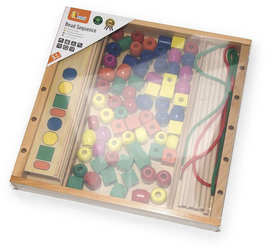 Viga medinis edinis žaidimas loginis karoliukai 104 Montessori elementai