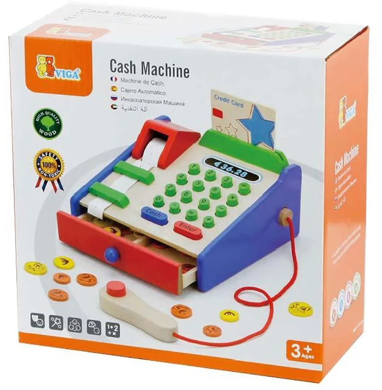 Medinių parduotuvių kasos su aksesuarais skaitytuvas „Viga Toys Montessori“