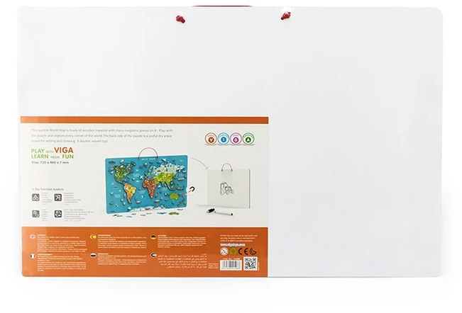 Viga Edukacinė Lenta 2in1 su Magnetine Pasaulio Žemėlapiu