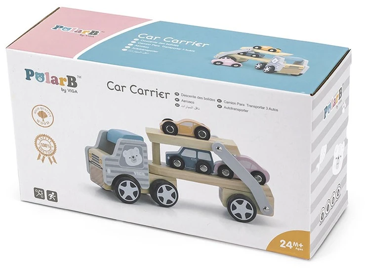 VIGA Medinė automobilių pervežimo priemonė su automobiliukais