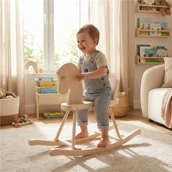 Medinis supamasis arkliukas vaikams Baby Mix natūralios spalvos