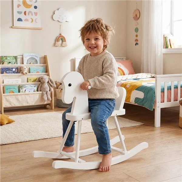 Medinis supamasis arkliukas vaikams Baby Mix baltas