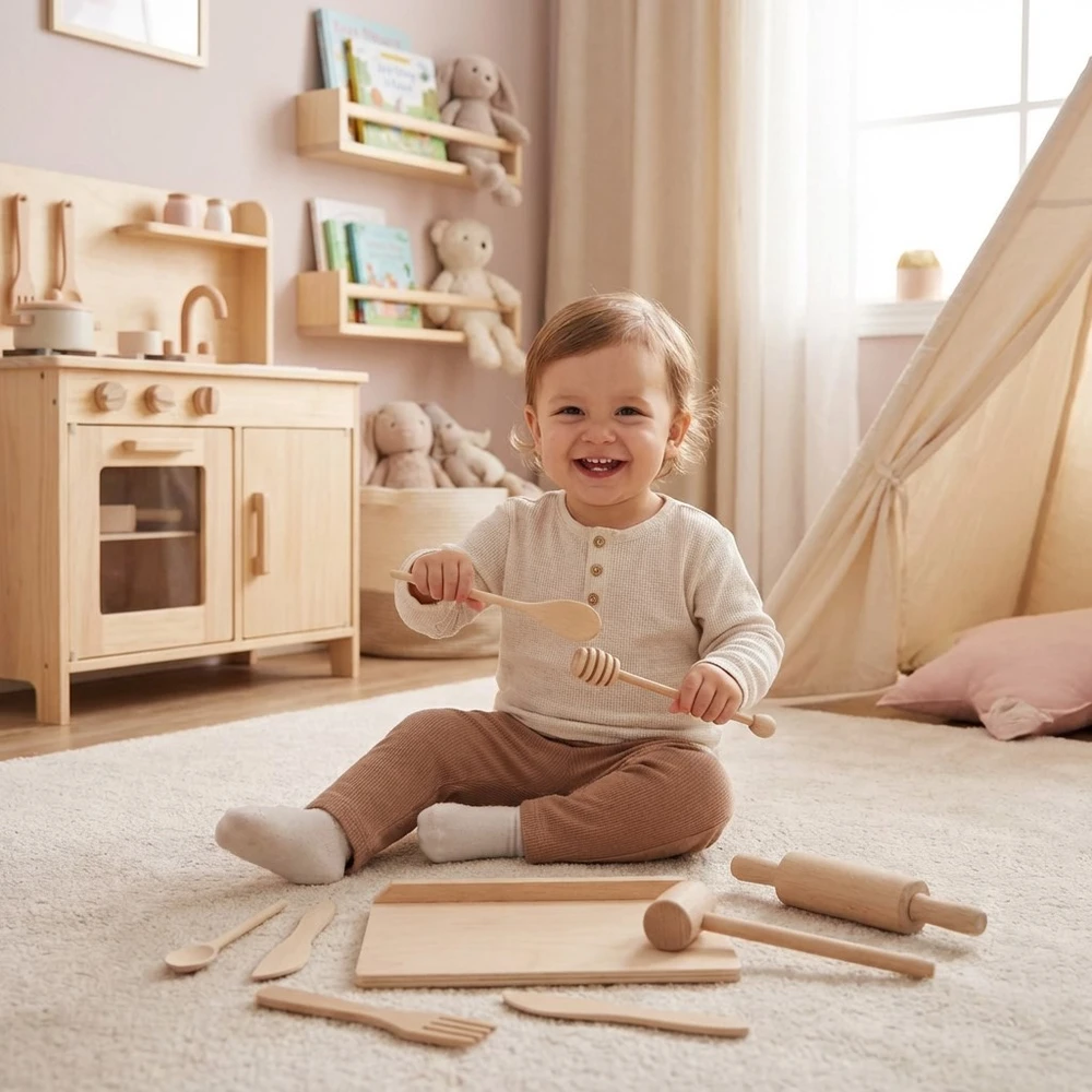 Medinis virtuvės komplektas mažiesiems virėjams Baby Mix