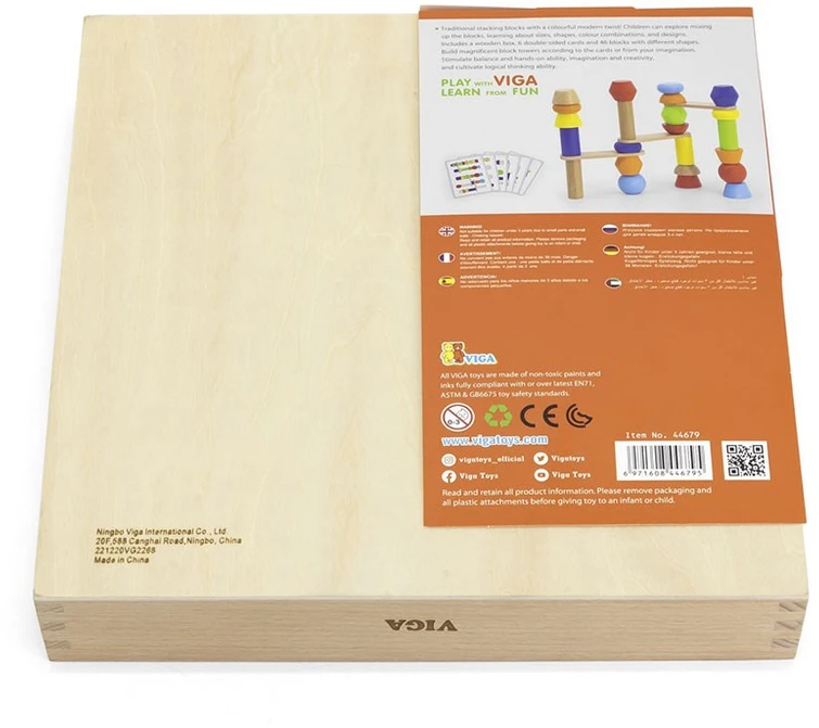 Viga Vigos mediniai geometriniai blokai Dėlionė 52 EL.
