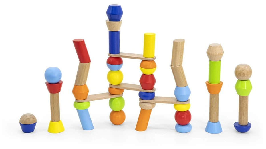 Viga Vigos mediniai geometriniai blokai Dėlionė 52 EL.