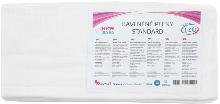 Medvilninės sauskelnės NEW BABY 70x80 cm STANDARTAS 10 vnt