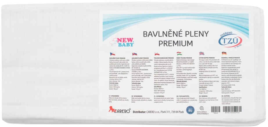 Medvilninės sauskelnės NEW BABY PREMIUM 80x80 cm, 10 vnt.