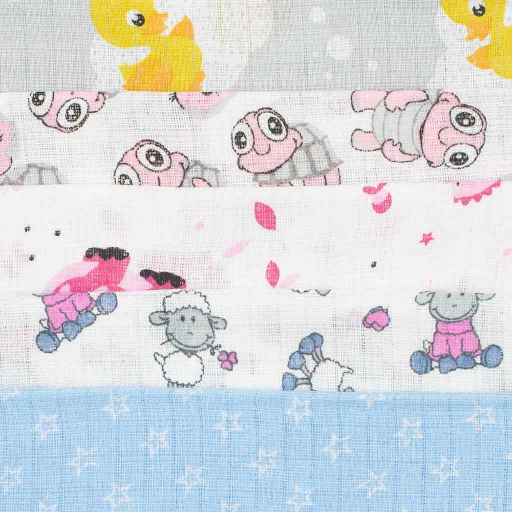 Medvilninės sauskelnės su raštu NEW BABY 60x80 cm STANDARD 10 vnt.