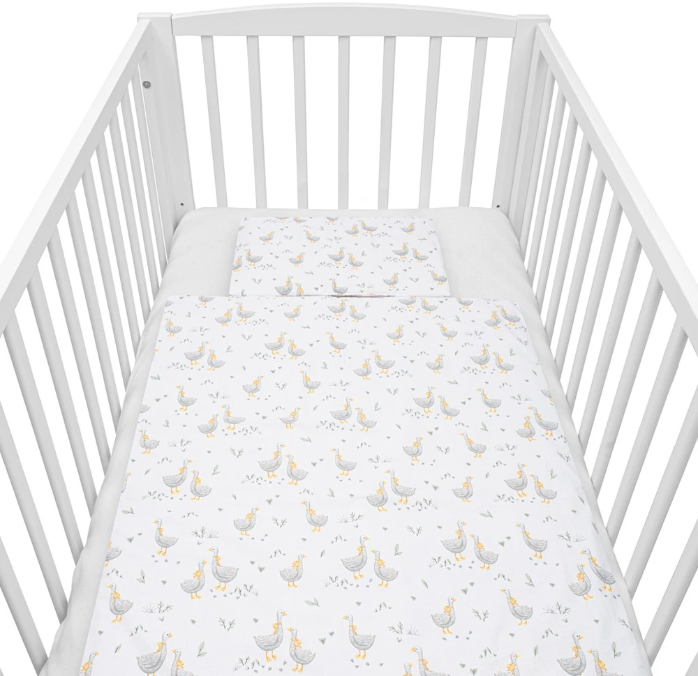 Medvilninis lovelės patalynės komplektas su įdaru New Baby Goose 90x120 cm