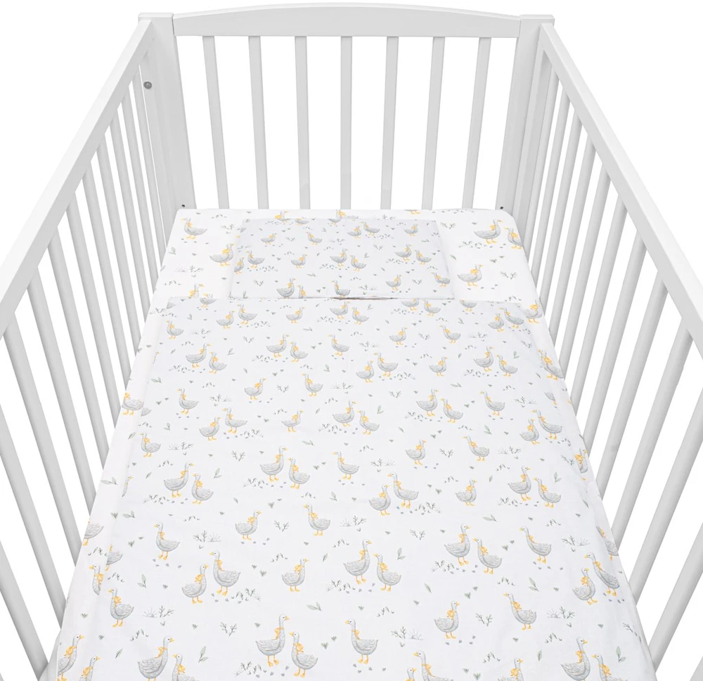 Medvilninis lovelės patalynės komplektas su įdaru New Baby Goose 90x120 cm