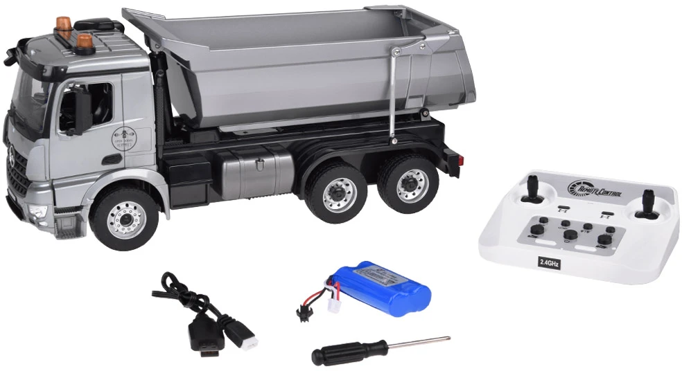 Mercedes Arocs METAL vairuojamas savivartis EE su puspriekabe 1:20 RC0667