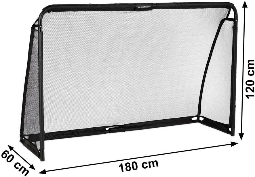 Bauerkraft Metaliniai futbolo vartai su treniruočių tinkleliu žaidimui 180x120x60 cm juodi
