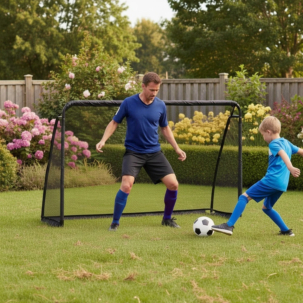 Bauerkraft Metaliniai futbolo vartai su treniruočių tinkleliu žaidimui 180x120x60 cm juodi