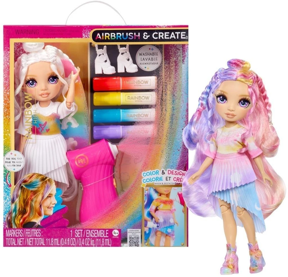 Rainbow High Air Brush & Create lėlė – su violetinėmis akimis (543350/3)