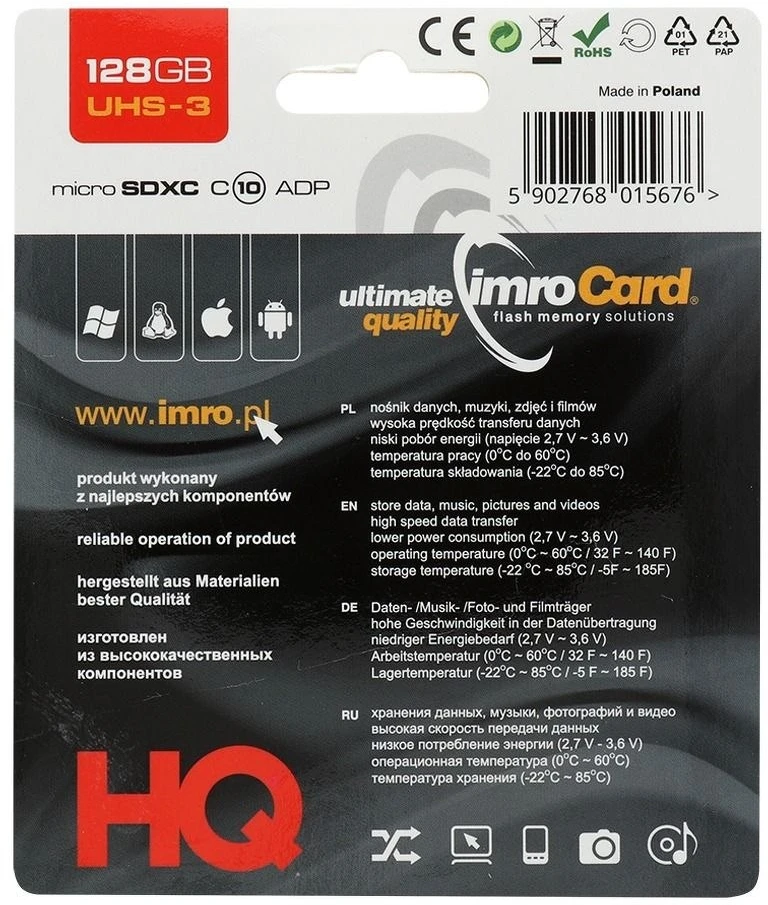 Atminties kortelė Micro SDXC 128GB Imro+ adp 10C UHS-3