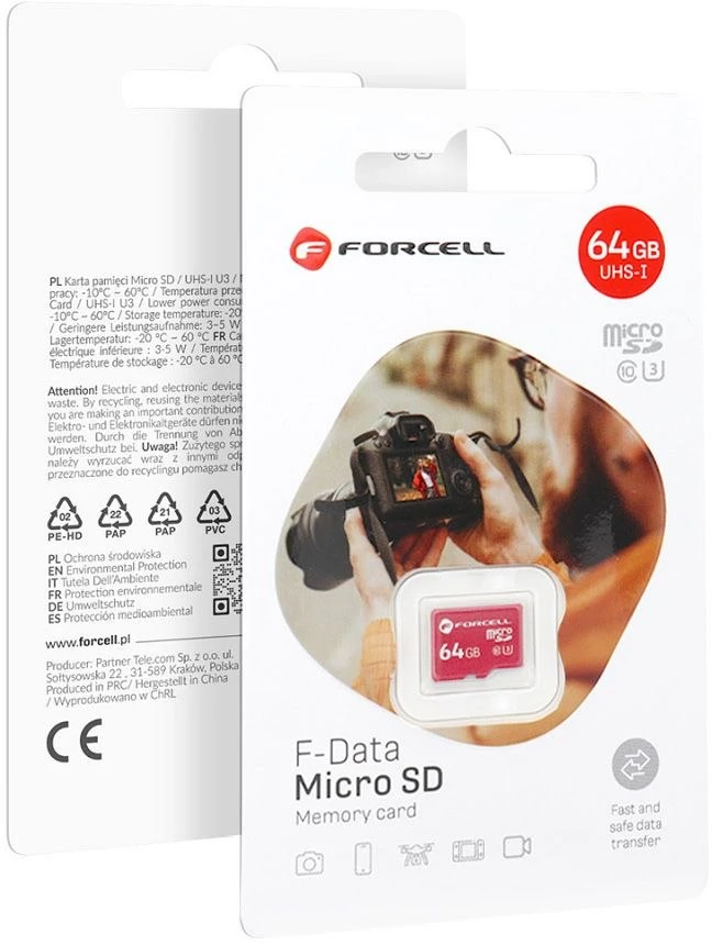 FORCELL F-DATA atminties kortelė 64GB UHS-I U3 10 klasė