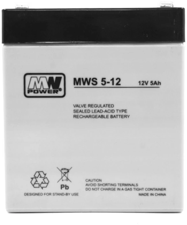Mw Power MWPower MWS 12V 5Ah F1(187) AGM akumuliatorius, 5 metai
