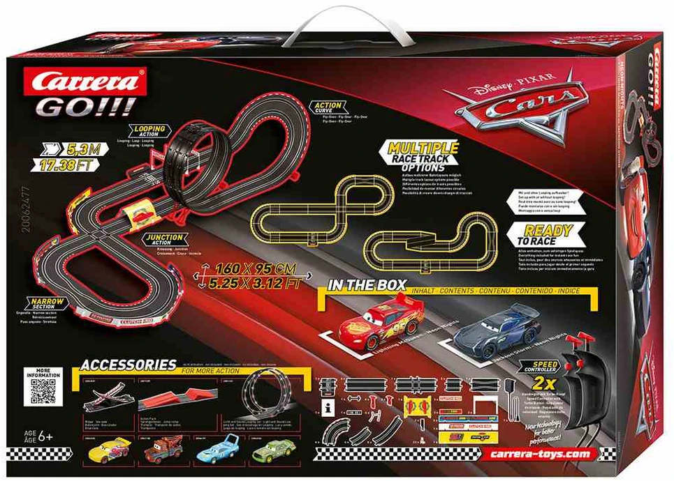 Milly Mally Carrera Go Cars – Neon Nights 5,3 m trasos rinkinys su nuotolinio valdymo automobiliukais