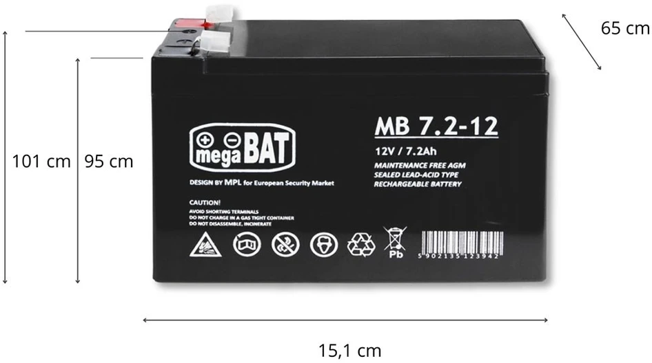 Mpl Power Elektro Megabat 12V 7.2Ah F1(187) AGM akumuliatorius, 3-5 metai