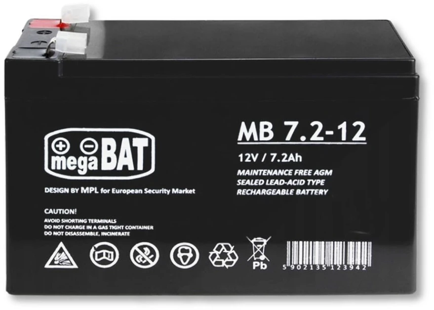 Mpl Power Elektro Megabat 12V 7.2Ah F1(187) AGM akumuliatorius, 3-5 metai