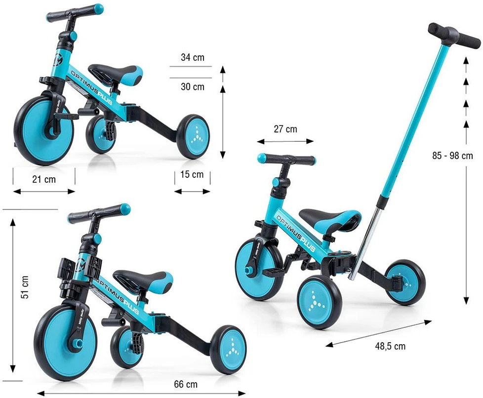 Milly Mally 4-in-1 Optimus Plus dviratukas vaikams