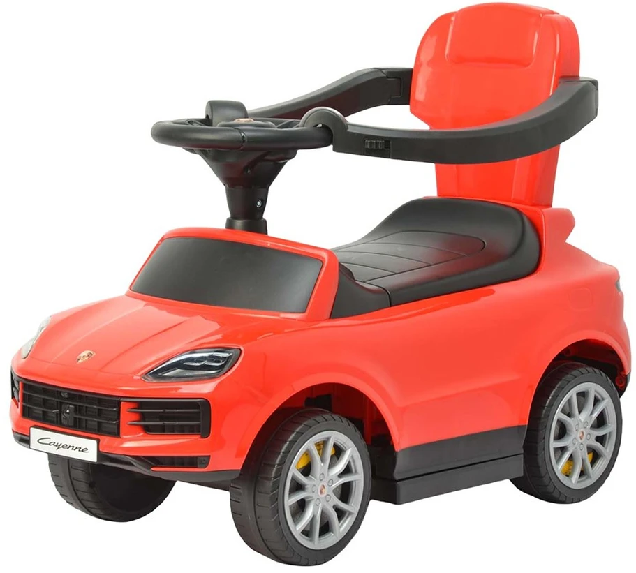 Milly Mally Porsche Cayenne raudonas važiuojamas automobilis su kreipiamuoju strypu