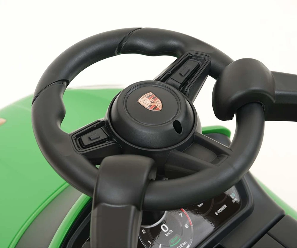 Milly Mally Porsche Cayenne žalias važiuojamasis automobilis su kreipiamuoju strypu