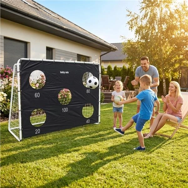 Mimulo Futbolo vartai su taikymo tinkleliu Baby Mix juodi