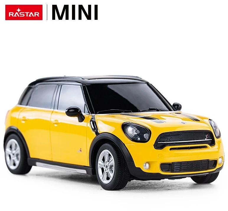 Mini Cooper S Countryman mastelio 1:24 Rastar 71700 geltonas valdomas automobilis
