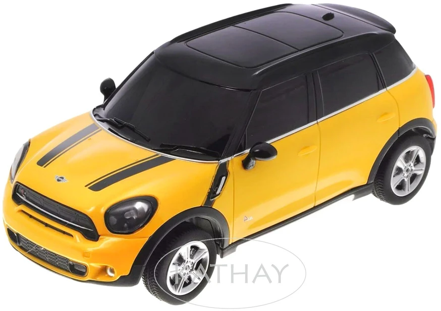 Mini Cooper S Countryman mastelio 1:24 Rastar 71700 geltonas valdomas automobilis