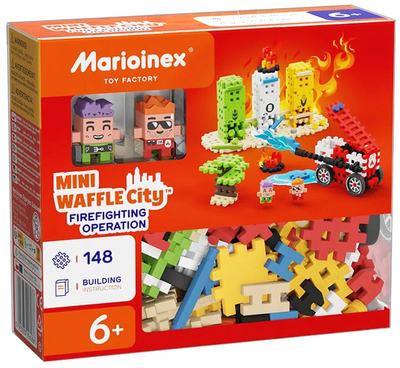 Mini vafliniai kaladėlės Marioinex ugniagesio veiksmas 148 vnt 2 figūrėlės