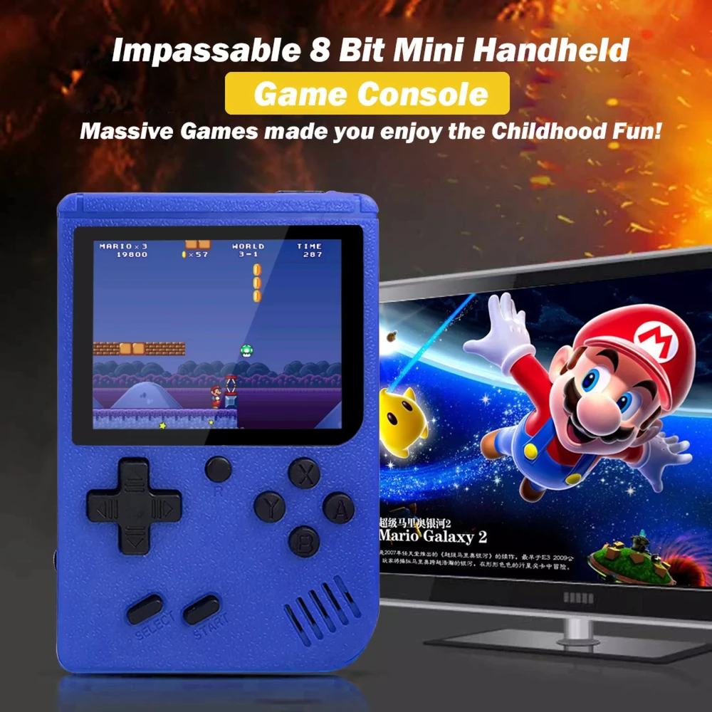 „Mini Portable Console SP 400“ retro žaidimų konsolė - mėlyna (dviem žaidėjams)