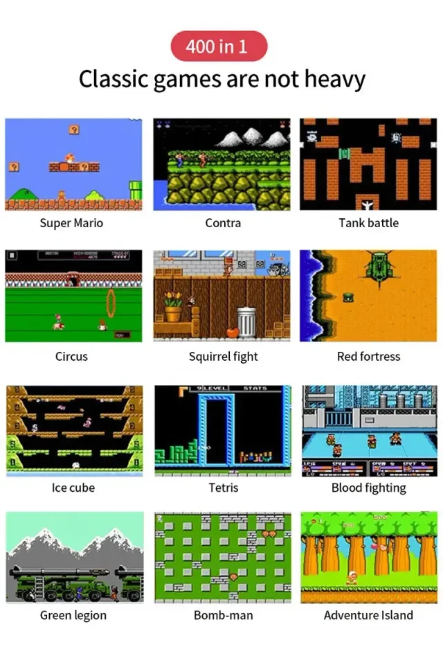 „Mini Portable Console SP 400“ retro žaidimų konsolė - mėlyna (vienam žaidėjui)