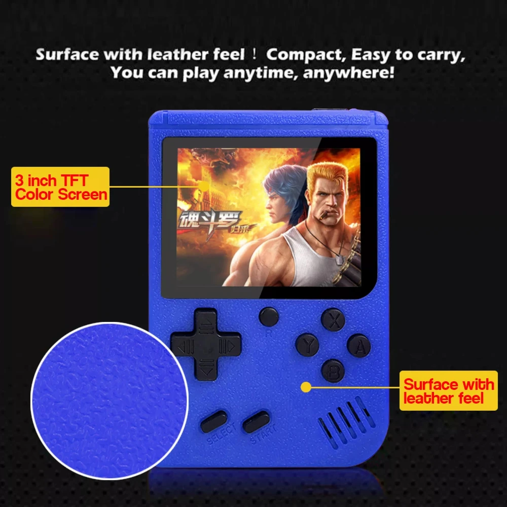 „Mini Portable Console SP 400“ retro žaidimų konsolė - mėlyna (dviem žaidėjams)