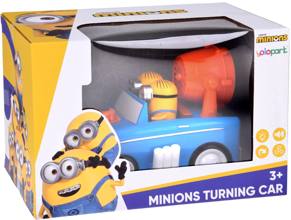 Anek Minions Minionai veiksme! Interaktyvus automobilis, kuris vairuoja, kalba, šviečia ir pučia orą ZA5940
