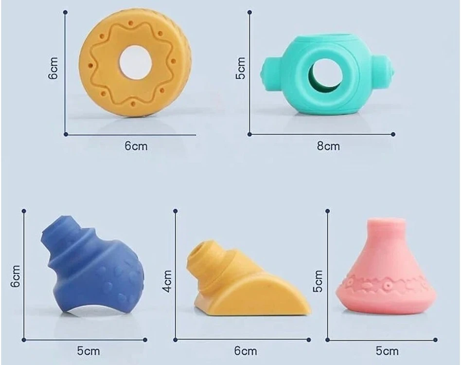 Minkštos sensorinės geometrinių figūrų kaladėlės 13 vnt edukacinis rinkinys vaikams