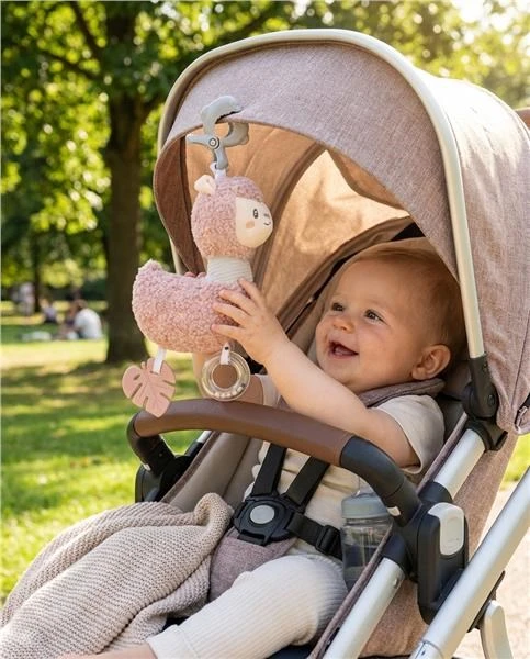 Mokomasis pliušinis žaislas su muzikine dėžute ir segtuku New Baby Lama