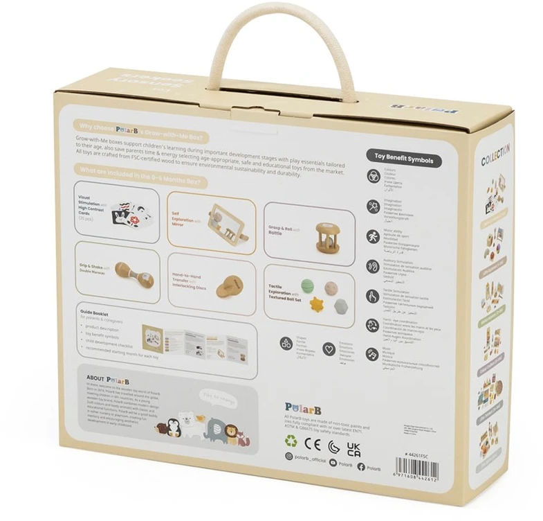 Viga PolarB medinis edukacinis žaislų rinkinys Grow-with-Me Box (0 - 6 mėn.)