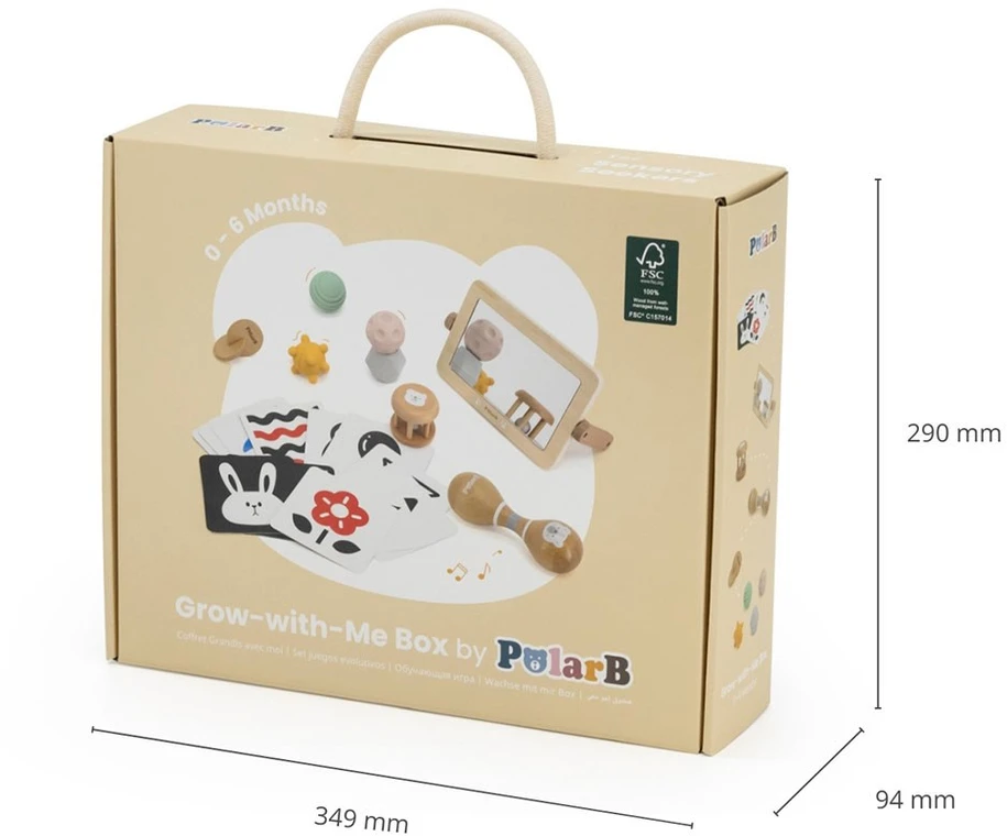 Viga PolarB medinis edukacinis žaislų rinkinys Grow-with-Me Box (0 - 6 mėn.)