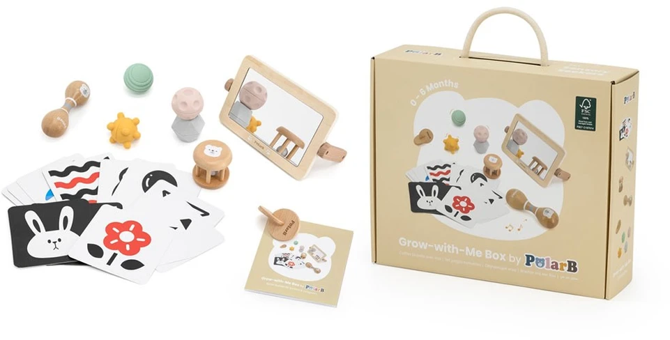 Viga PolarB medinis edukacinis žaislų rinkinys Grow-with-Me Box (0 - 6 mėn.)