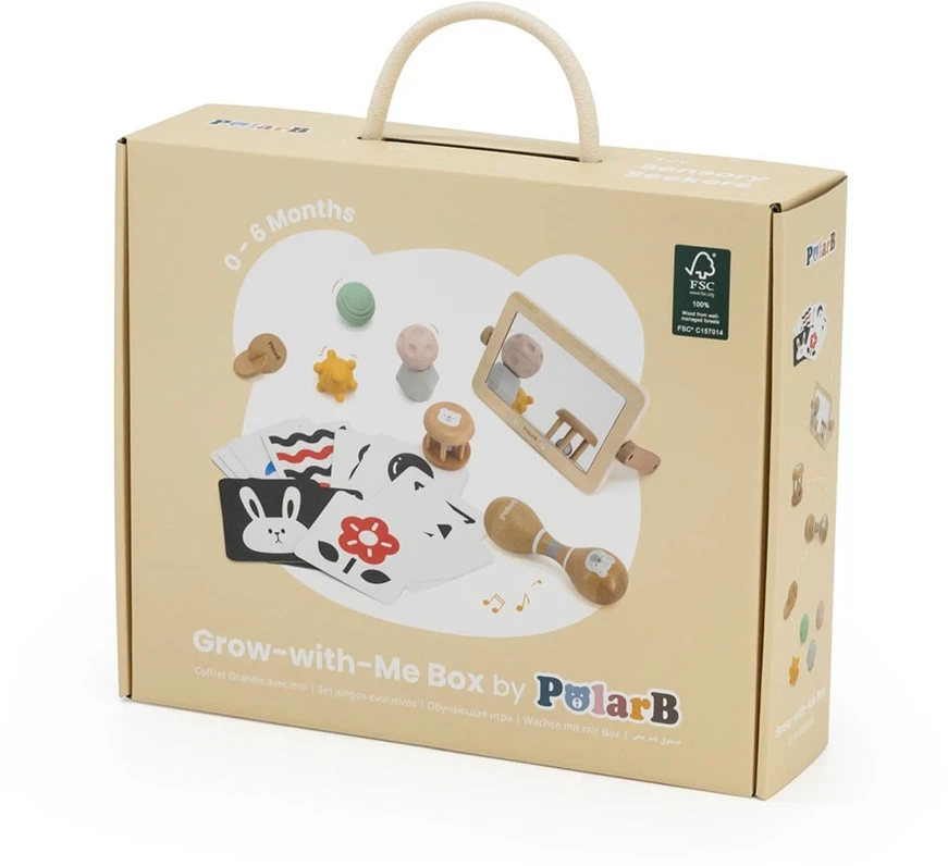 Viga PolarB medinis edukacinis žaislų rinkinys Grow-with-Me Box (0 - 6 mėn.)