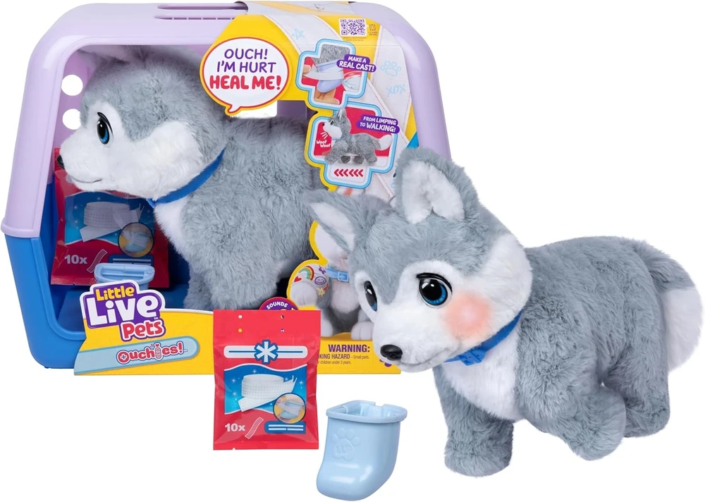 Moose Little Live Pets Ouchies Husky 26680 interaktyvus šuniukas gydytojo žaidimui