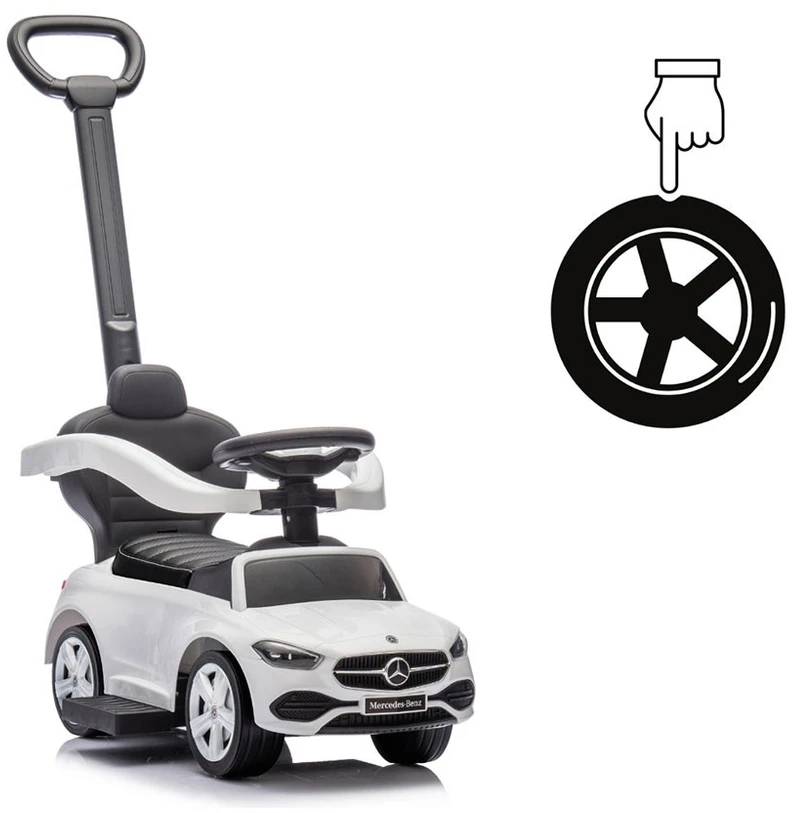 Motoroleris su vairavimo rankena MERCEDES C-Class Deluxe Milly Mally Baltas