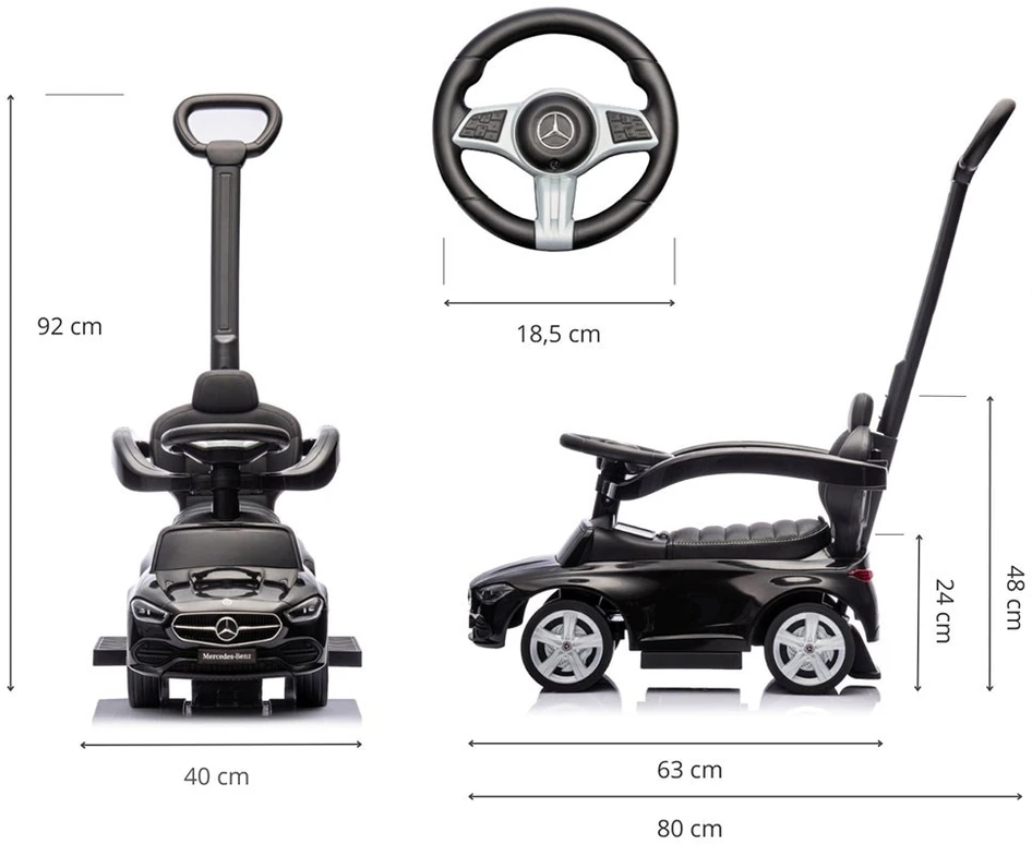 MILLY MALLY 6111 Mercedes C klasės liukso klasės transporto priemonė su rankena juoda