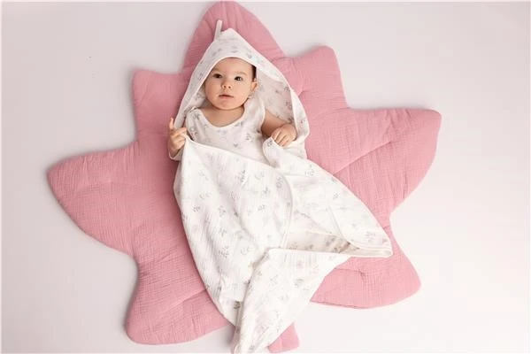 Dėlionė Muslino žaidimų kilimėlis kūdikiams New Baby Maple Leaf mėlynas