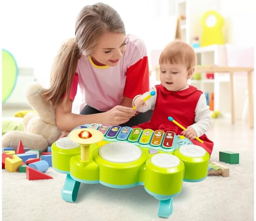 Muzikinis edukacinis ksilofonas vaikams su pianinu ir būgnais