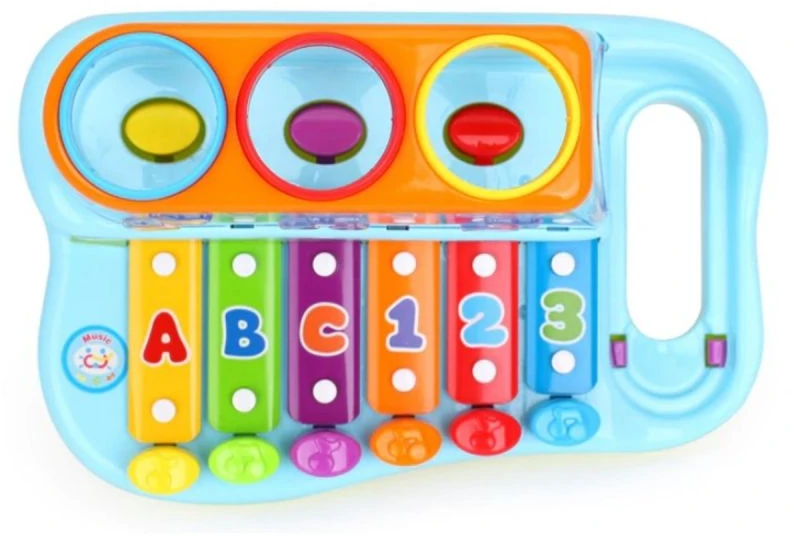Muzikinis edukacinis žaislas pianinas su cimbalais ir kamuoliukais
